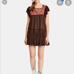 Brown flowy dress with tribal prints